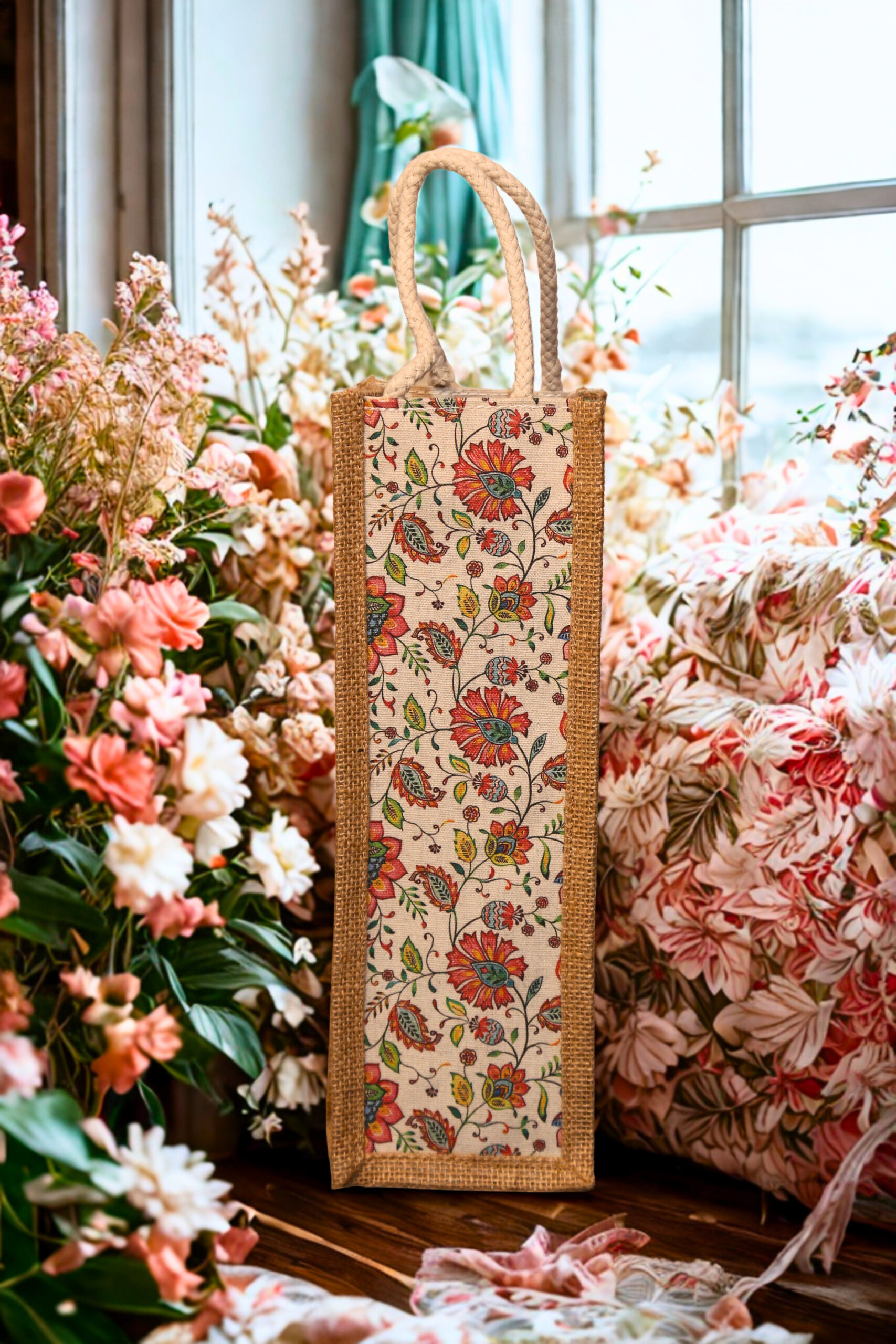 12a6b74b-a4e0-4f66-a518-3fcbb97226e4-scaled-1.jpg Eco-friendly jute bottle bag with floral cotton panel