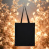 Plain black tote bag with long handles