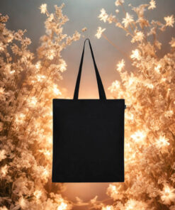Plain black tote bag with long handles