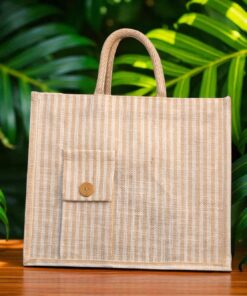UR 16"x13" Striped Jute Tote Bag