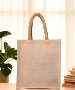 Small solid-colored juco tote bag with padded handles