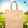 Natural Juco tote bag measuring 16 inches tall and 14 inches wide
