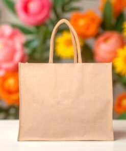 Plain juco tote bag with long handles