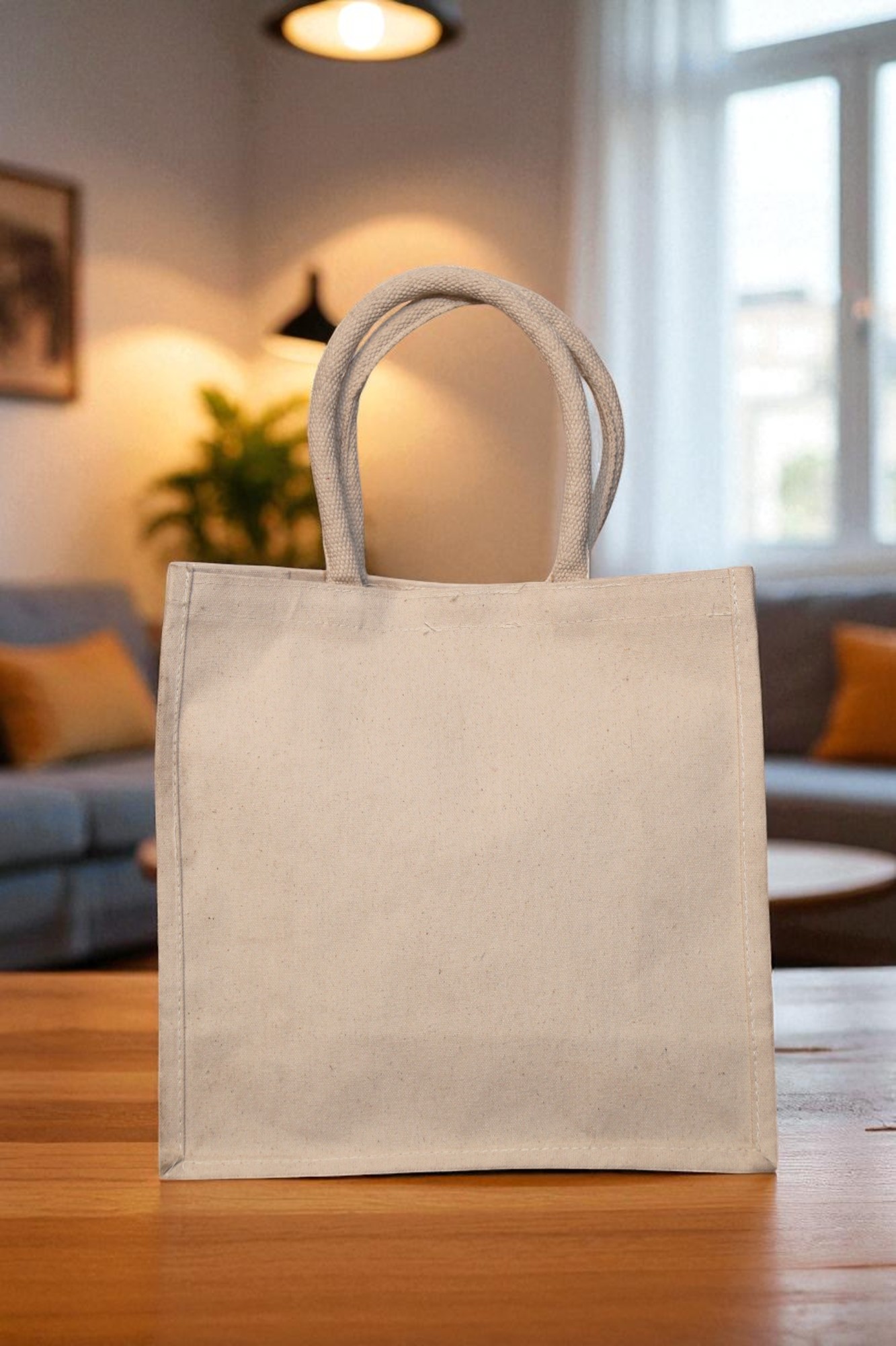 IMG_9744-Photoroom.jpg Plain beige canvas tote bag with short handles