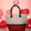 A medium-sized tote bag featuring three horizontal color blocks