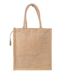 Plain natural jute tote bag with long handles