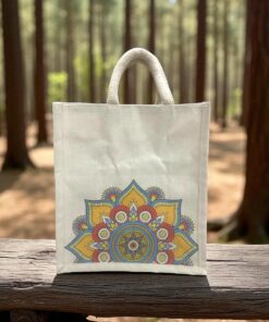 A canvas tote bag with sturdy woven handles