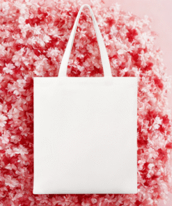 Plain white tote bag with long handles