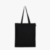 Plain black tote bag with long handles