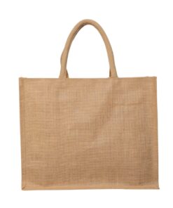Large 16"x13" plain jute tote bag with short sturdy handles